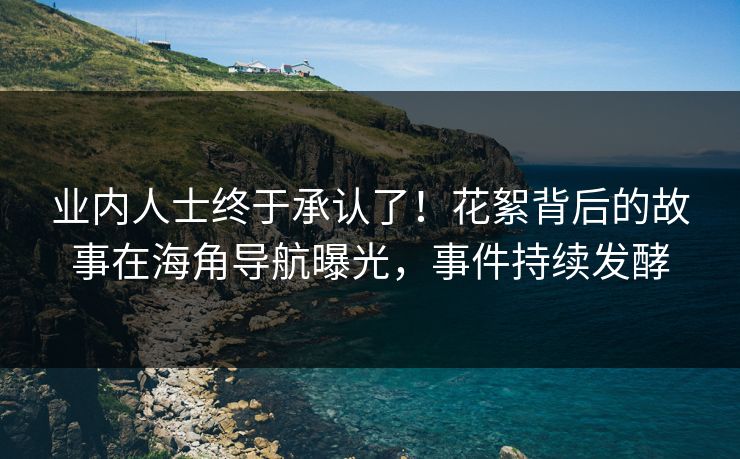 业内人士终于承认了！花絮背后的故事在海角导航曝光，事件持续发酵