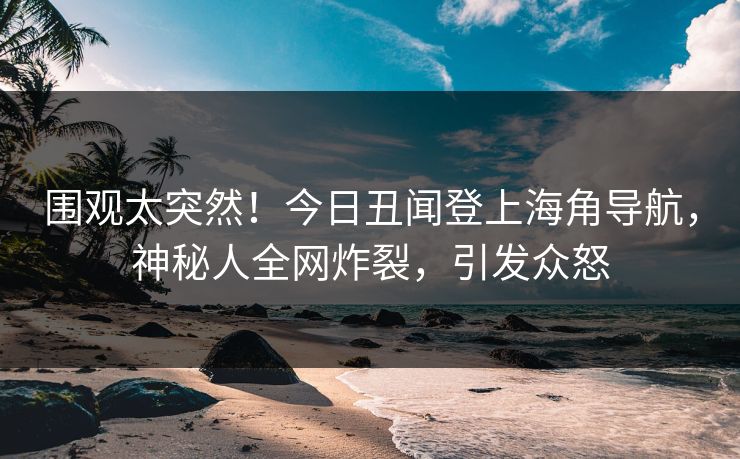 围观太突然！今日丑闻登上海角导航，神秘人全网炸裂，引发众怒