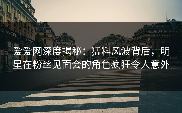 爱爱网深度揭秘：猛料风波背后，明星在粉丝见面会的角色疯狂令人意外
