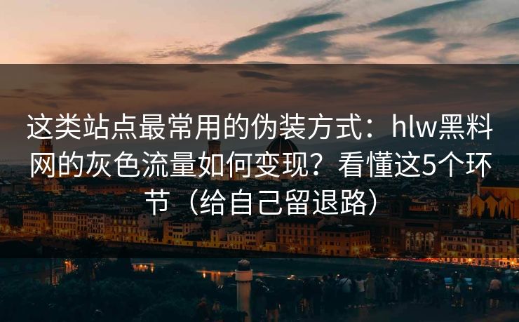 这类站点最常用的伪装方式：hlw黑料网的灰色流量如何变现？看懂这5个环节（给自己留退路）