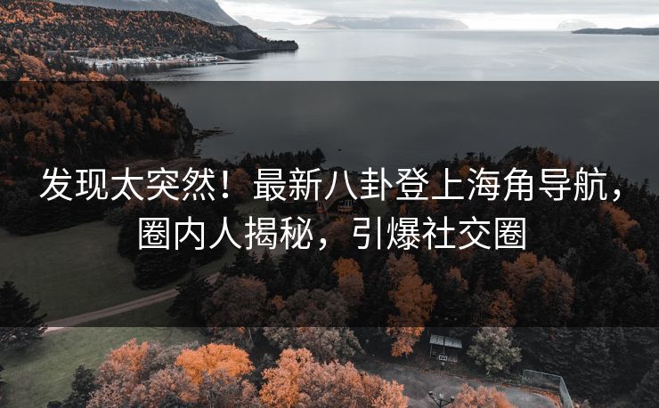 发现太突然！最新八卦登上海角导航，圈内人揭秘，引爆社交圈