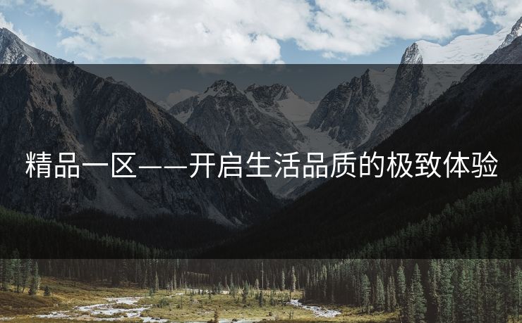 精品一区——开启生活品质的极致体验