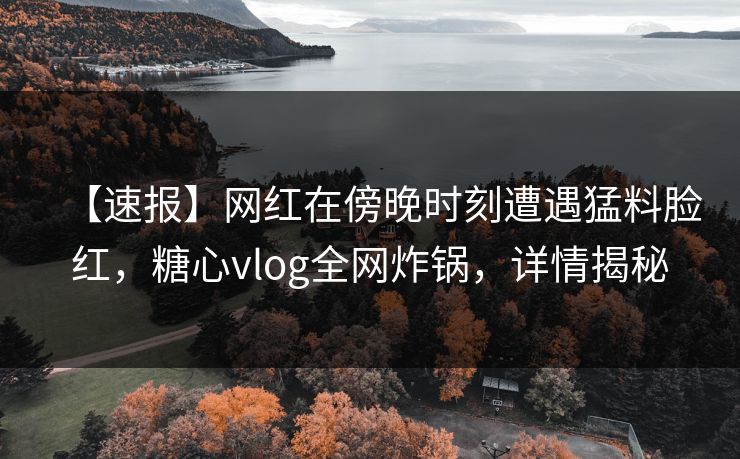 【速报】网红在傍晚时刻遭遇猛料脸红，糖心vlog全网炸锅，详情揭秘
