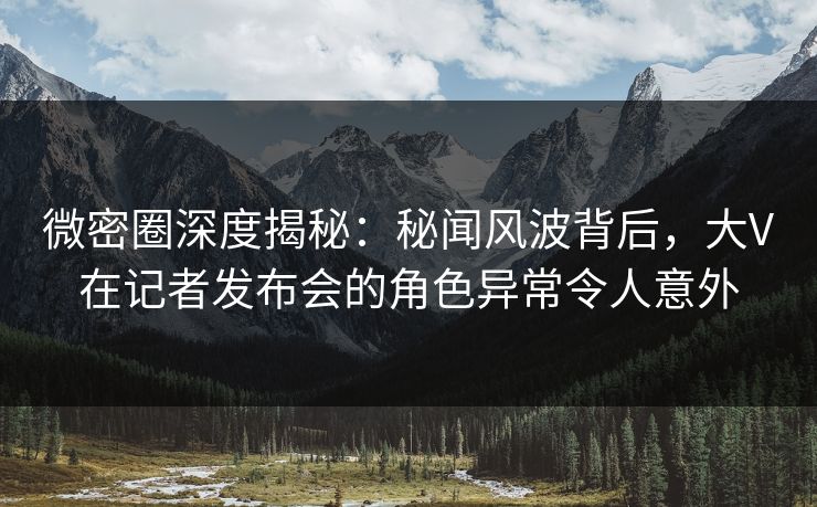 微密圈深度揭秘：秘闻风波背后，大V在记者发布会的角色异常令人意外