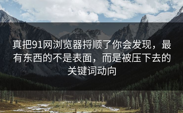 真把91网浏览器捋顺了你会发现，最有东西的不是表面，而是被压下去的关键词动向